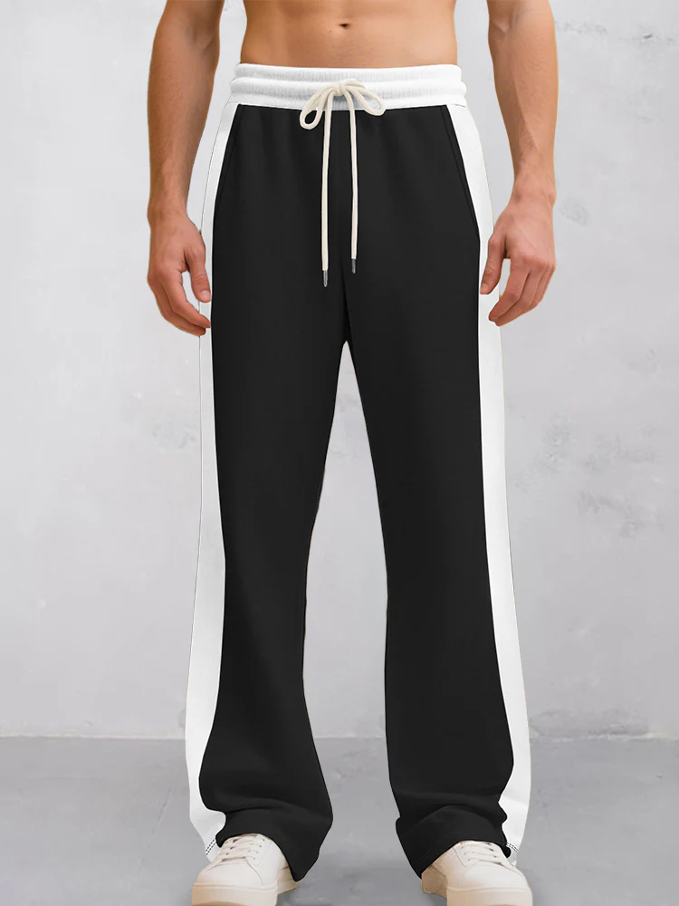 Casual Contrast Color Drawstring Jogger Pants - Image 2