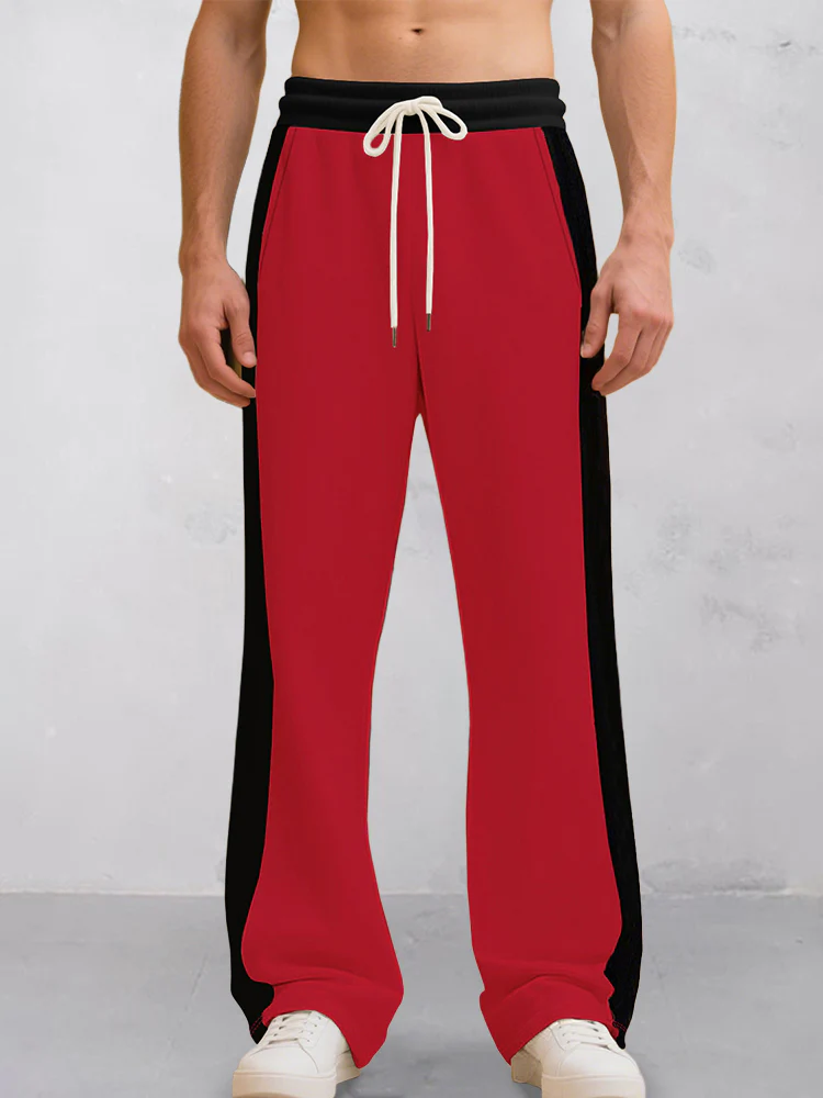 Casual Contrast Color Drawstring Jogger Pants - Image 3