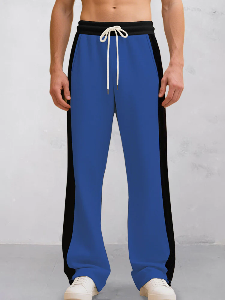 Casual Contrast Color Drawstring Jogger Pants - Image 4