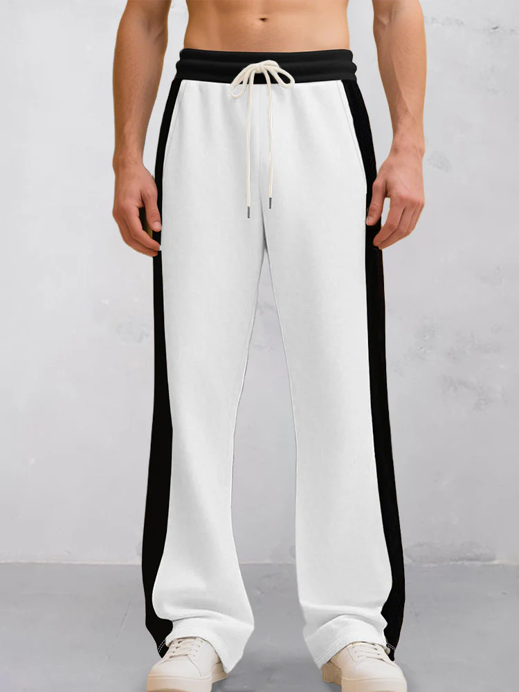 Casual Contrast Color Drawstring Jogger Pants - Image 5
