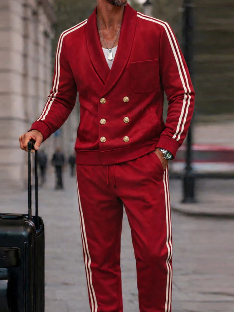 Casual Contrast Side Stripe Jacket Jogger Set - Image 3
