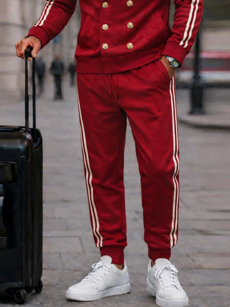 Casual Contrast Side Stripe Jacket Jogger Set - Image 4
