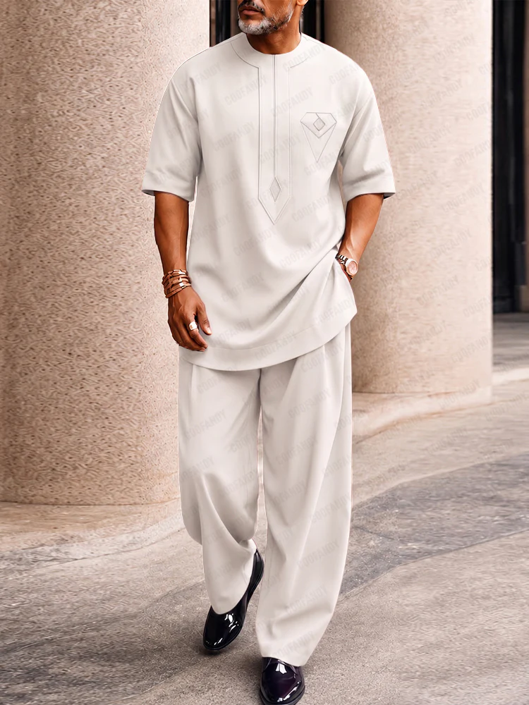 Casual Creative Pocket Longline Top Pants Set - Image 2