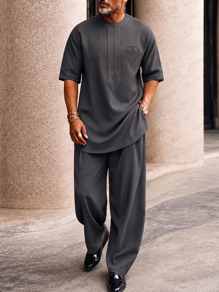 Casual Creative Pocket Longline Top Pants Set - Image 3