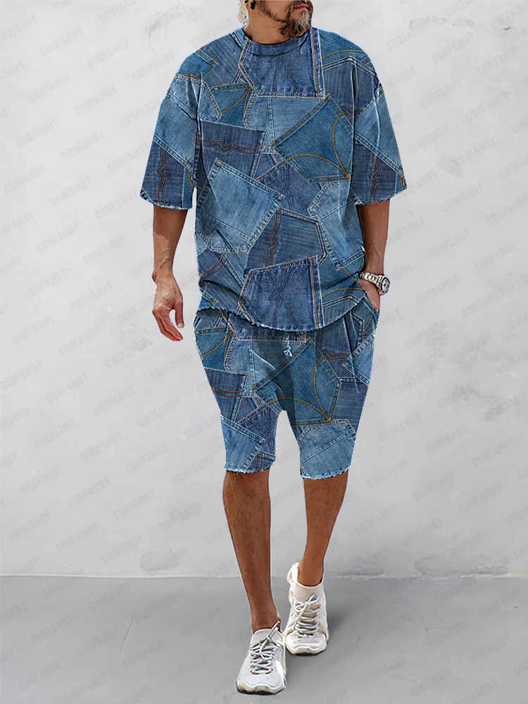 Casual Denim Print Matching Set - Image 2