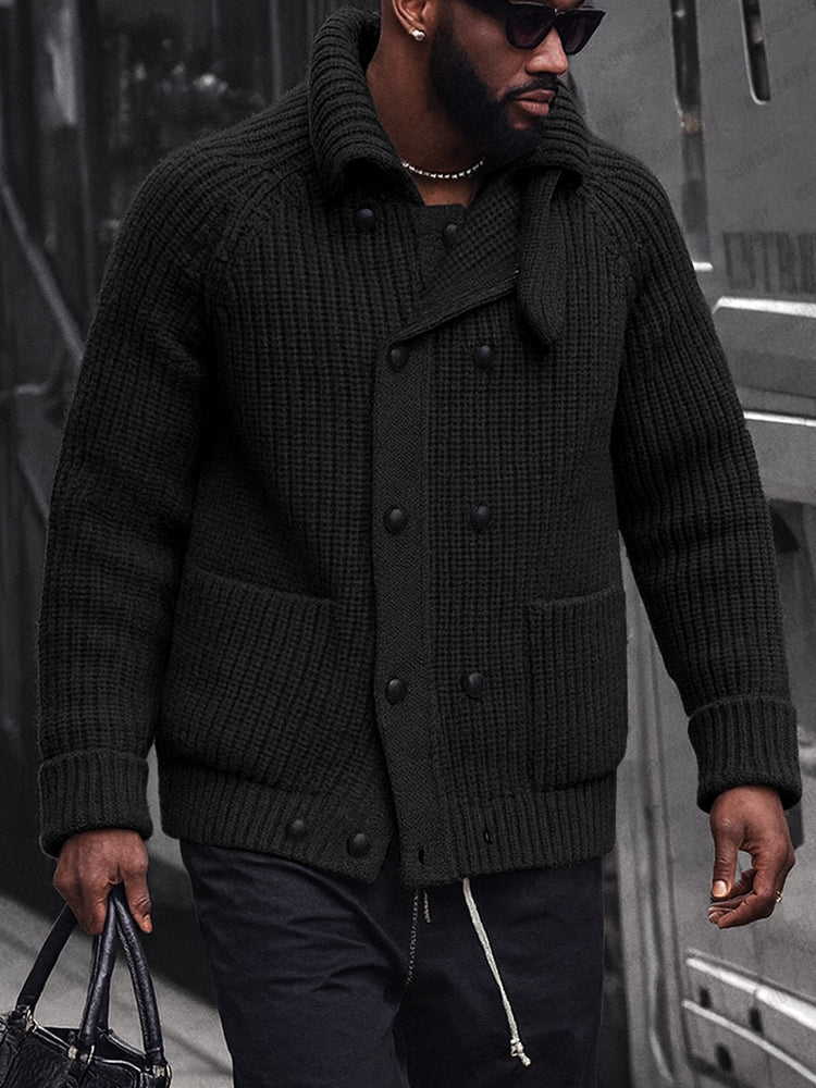 Casual Double Breasted Knit Cardigan - Image 2