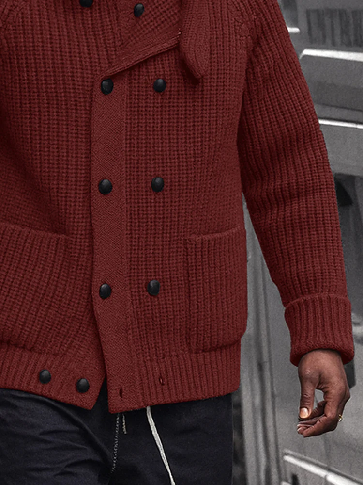 Casual Double Breasted Knit Cardigan - Image 4