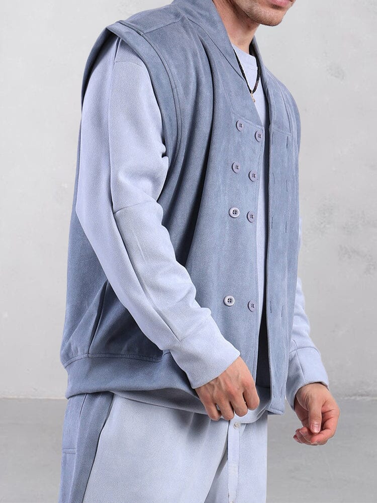 Casual Double Breasted Suede Vest - Image 3