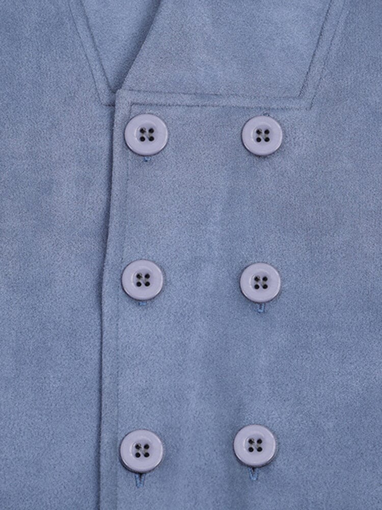 Casual Double Breasted Suede Vest - Image 6