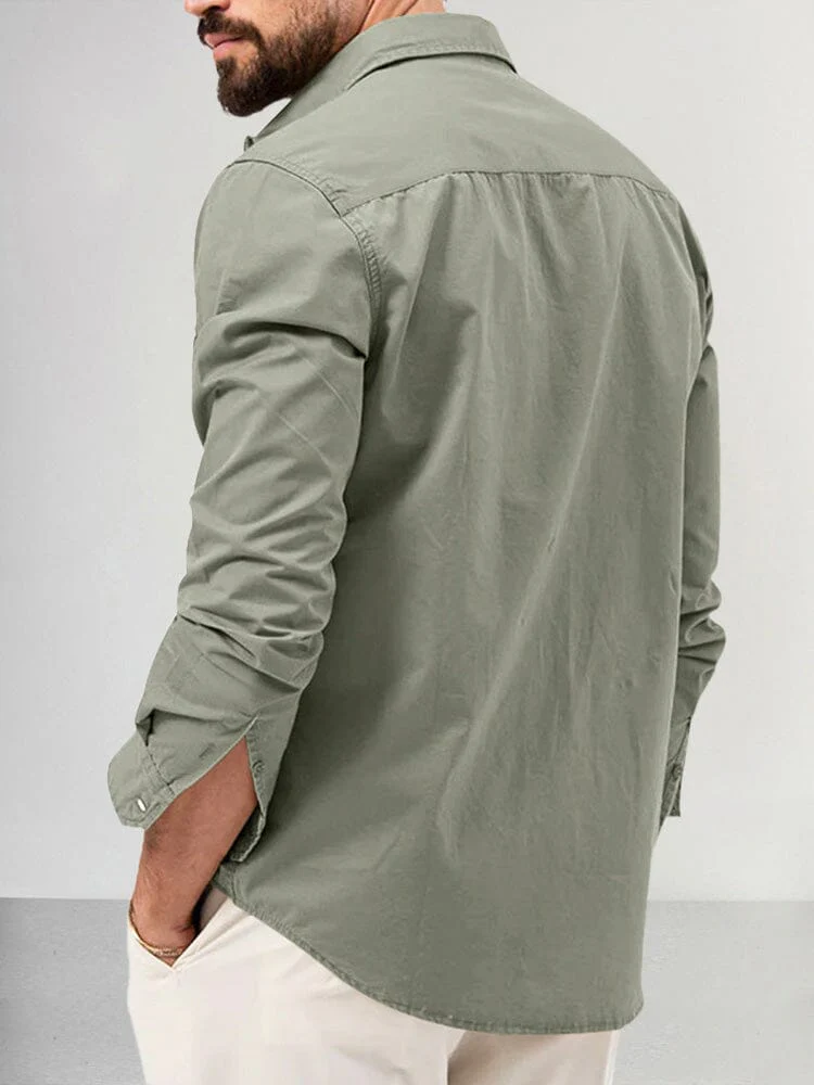 Casual Double Pockets Solid Shirt - Image 6