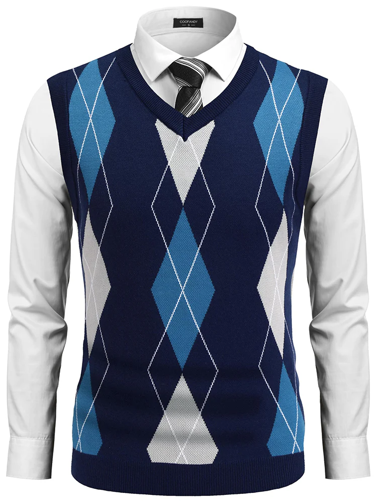 Casual Elastic Knit Pullover Argyle Vest (US Only) - Image 10