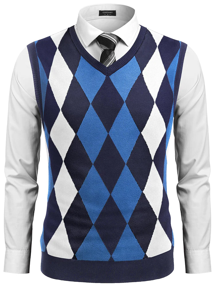 Casual Elastic Knit Pullover Argyle Vest (US Only) - Image 14