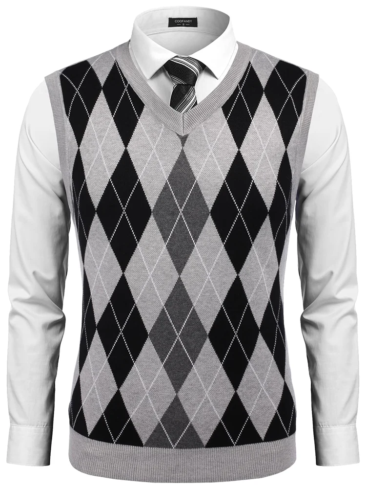 Casual Elastic Knit Pullover Argyle Vest (US Only) - Image 16