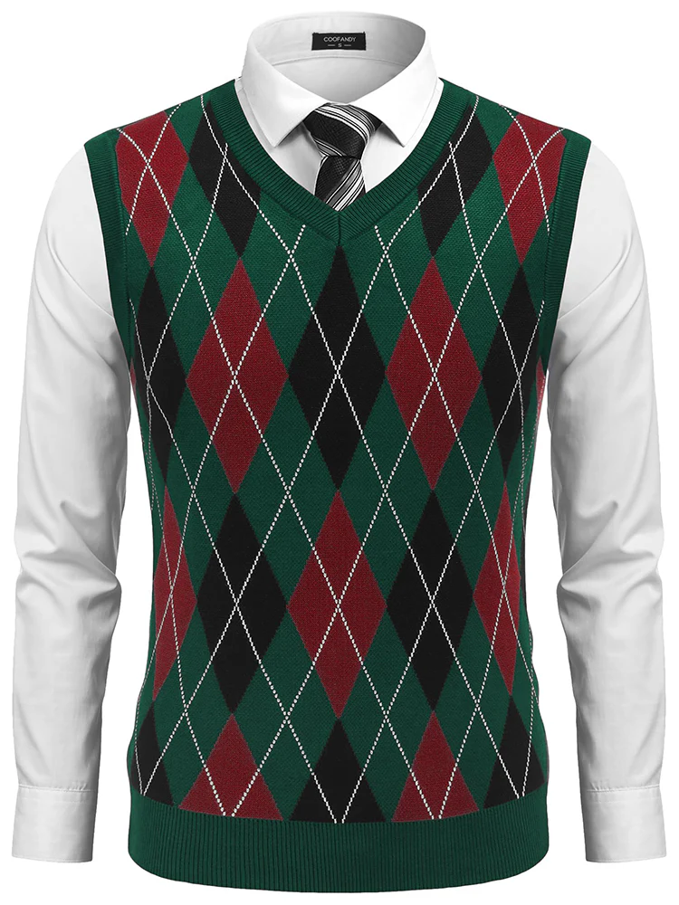 Casual Elastic Knit Pullover Argyle Vest (US Only) - Image 5