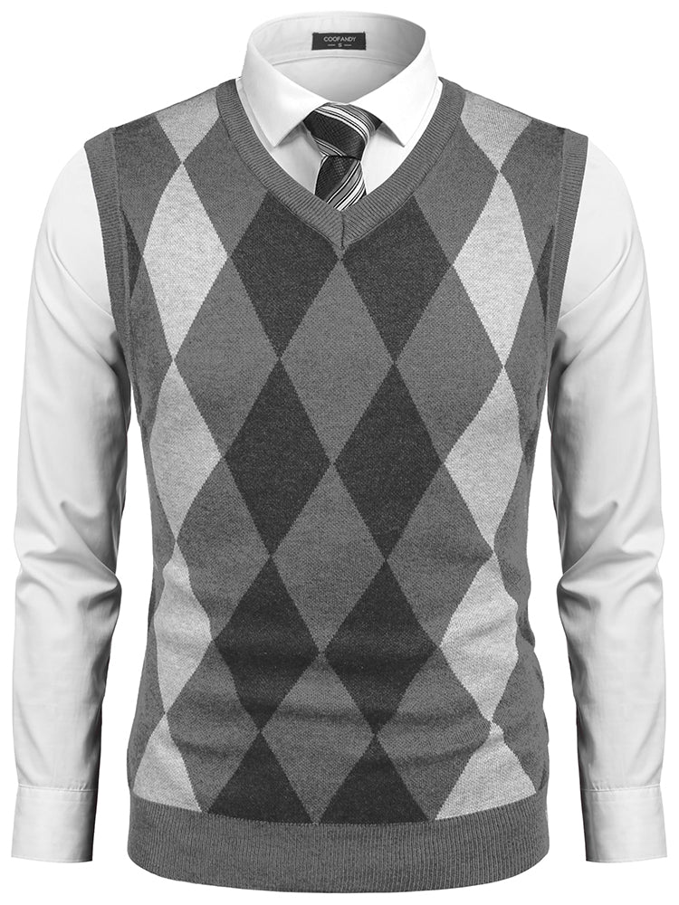 Casual Elastic Knit Pullover Argyle Vest (US Only) - Image 6