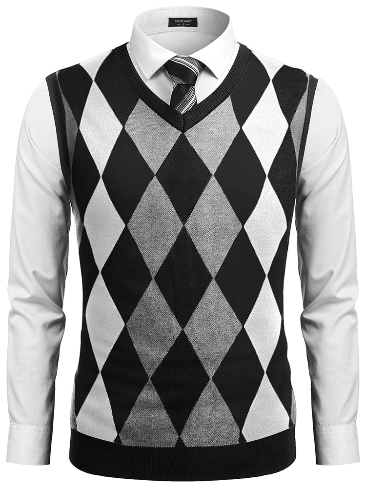 Casual Elastic Knit Pullover Argyle Vest (US Only) - Image 7