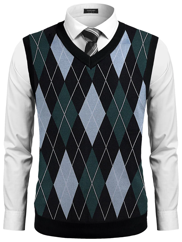 Casual Elastic Knit Pullover Argyle Vest (US Only) - Image 8