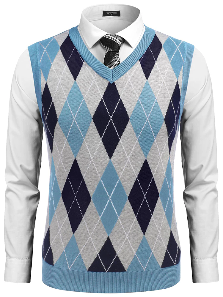 Casual Elastic Knit Pullover Argyle Vest (US Only) - Image 9