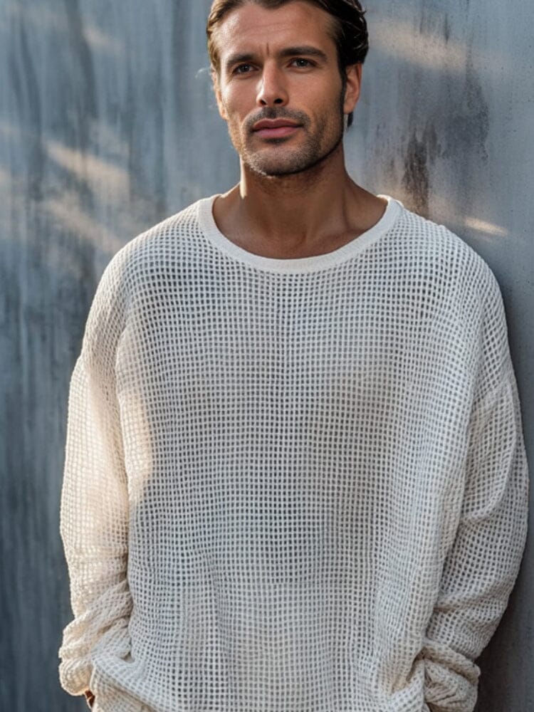 Casual Essential Mesh Knit Top - Image 3