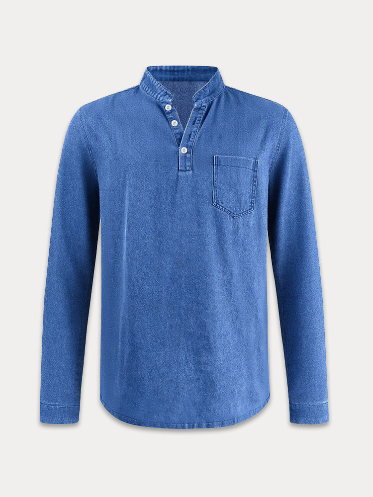 Casual Essential Retro Henley Shirt - Image 10