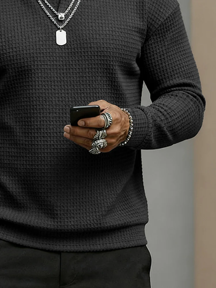 Casual Essentials Waffle Henley Shirt - Image 4