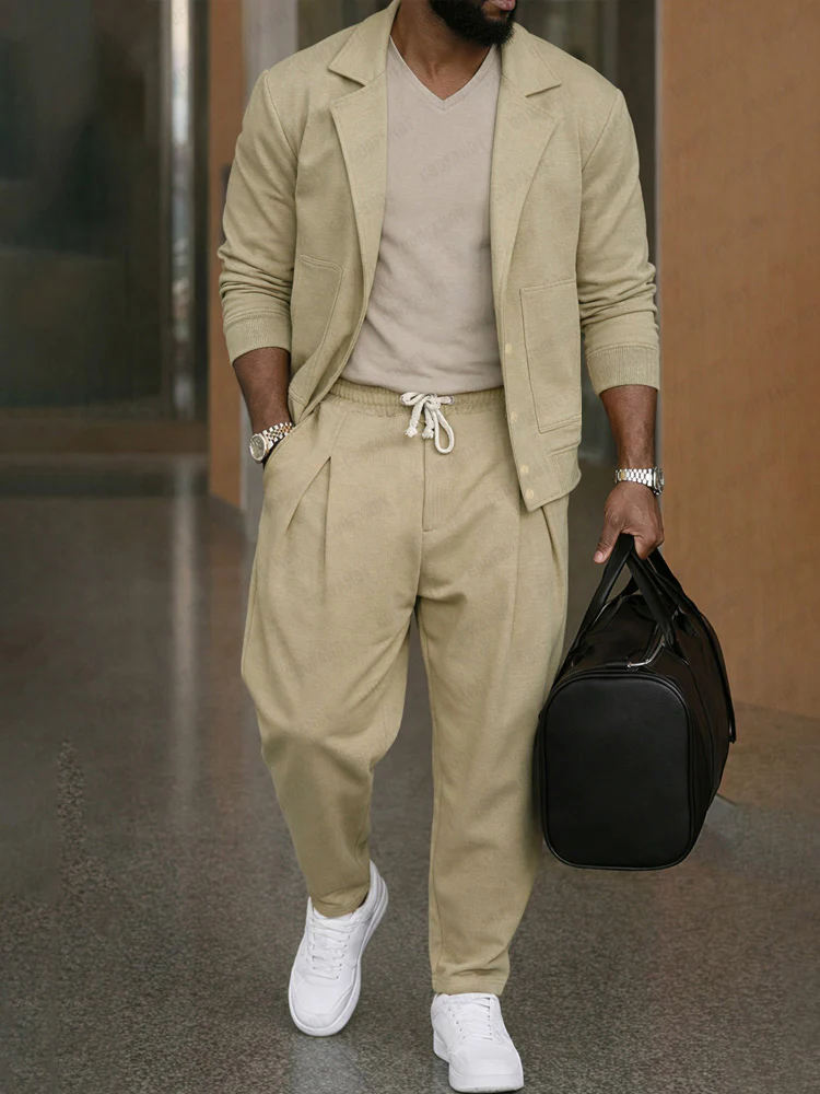 Casual Jacket and Tapered Pants Matching Set