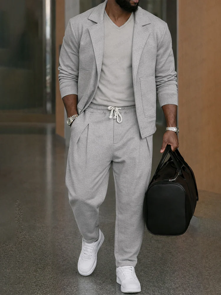Casual Jacket and Tapered Pants Matching Set - Image 2
