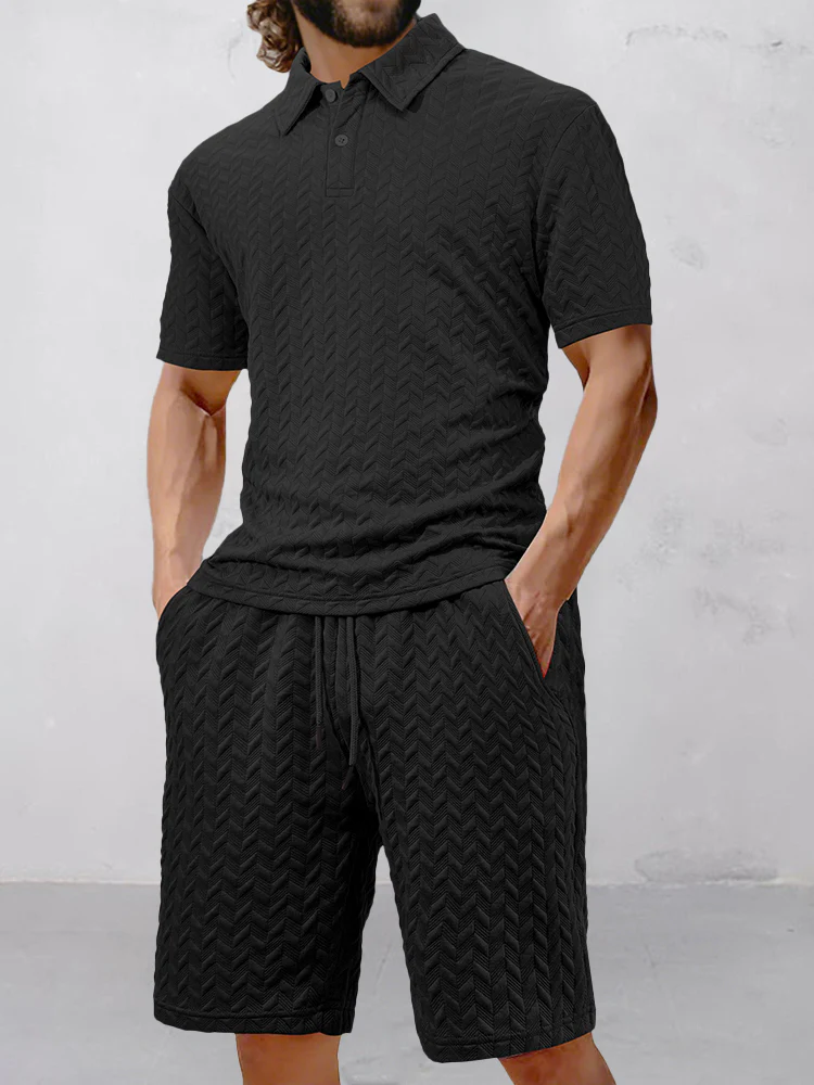 Casual Jacquard Textured Matching Set - Image 3