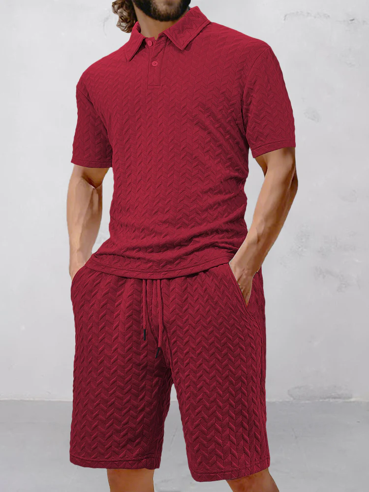 Casual Jacquard Textured Matching Set - Image 7