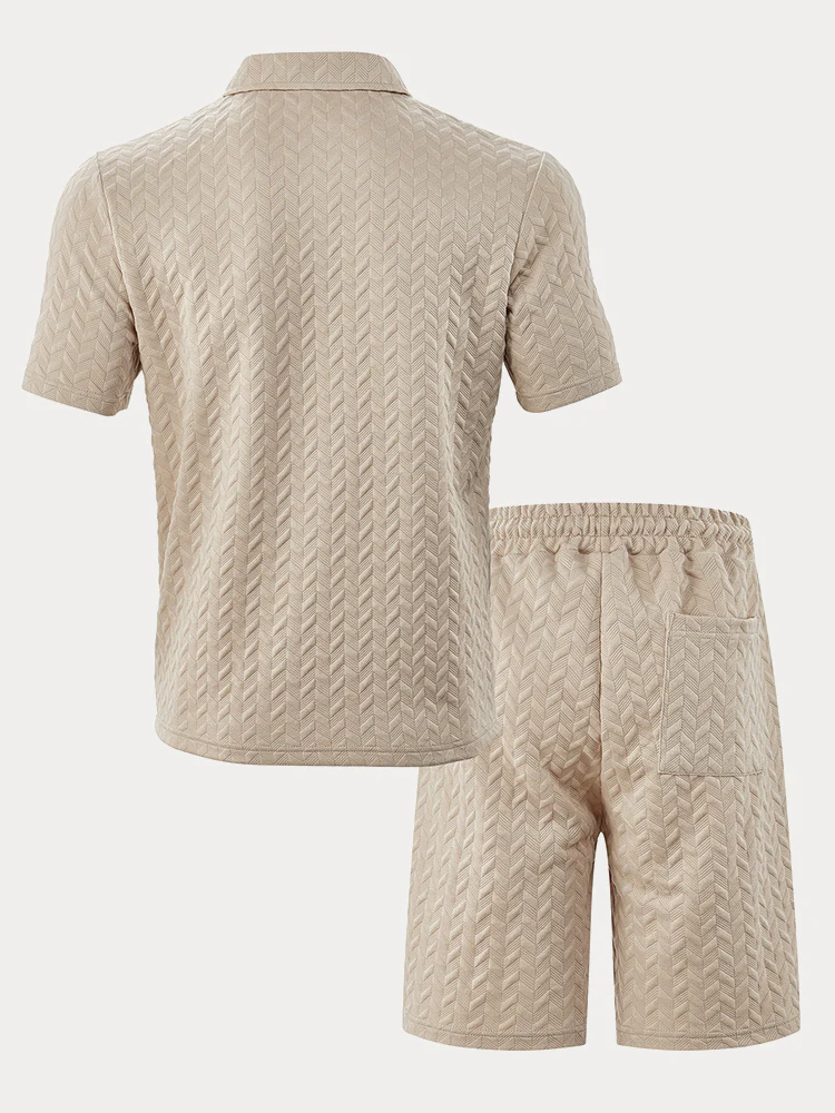 Casual Jacquard Textured Matching Set - Image 9