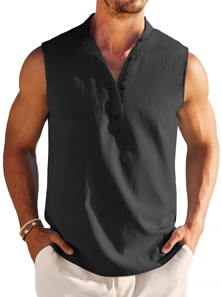 Casual Lightweight Henley Tank Top (US Only) - Image 3