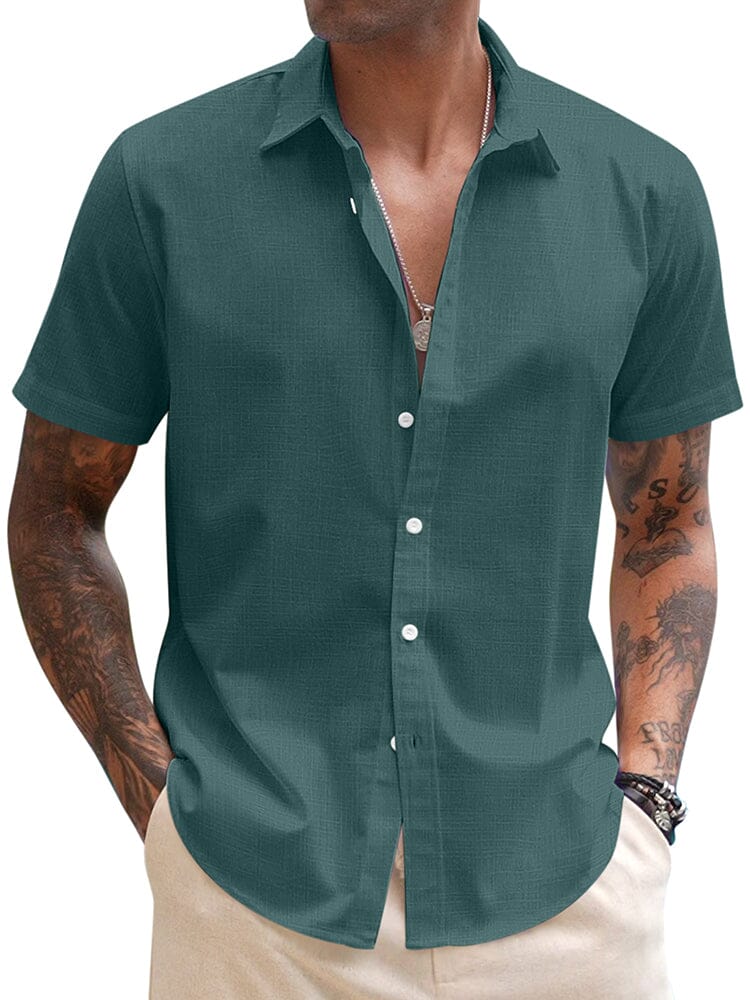 Casual Linen Blend Button Down Shirt (US Only) - Image 3