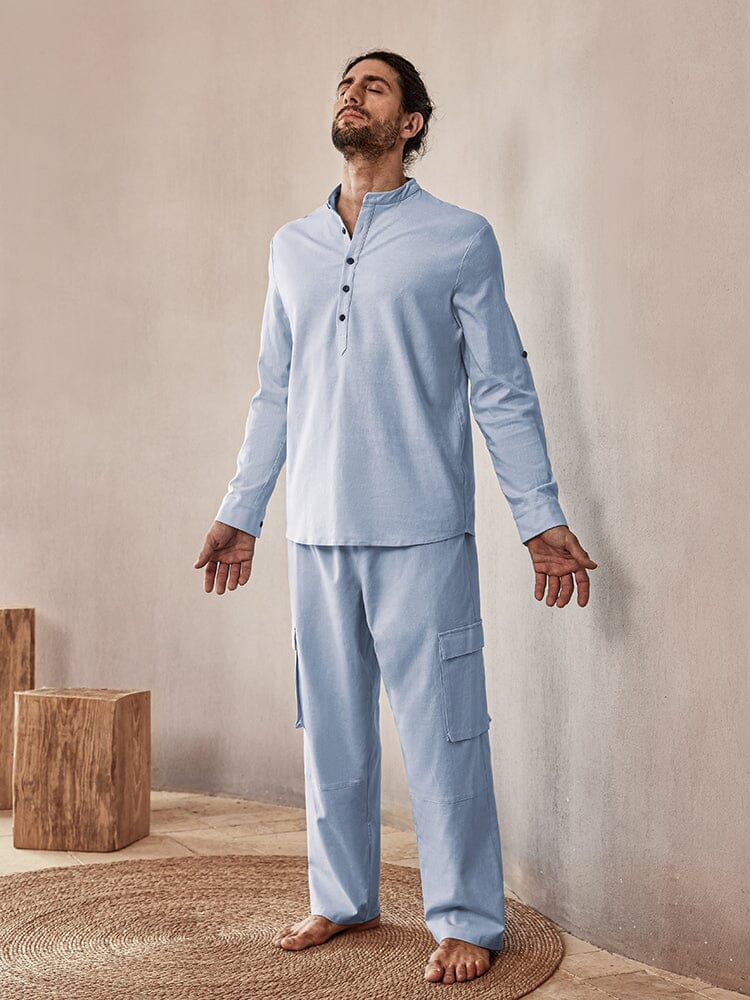 Casual Linen Blend Shirt Set - Image 2