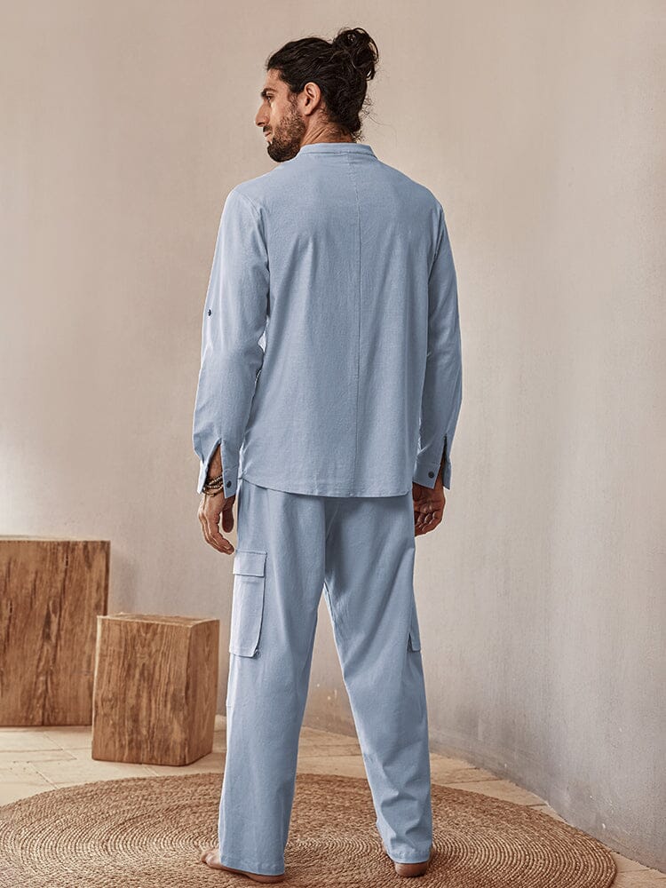 Casual Linen Blend Shirt Set - Image 3