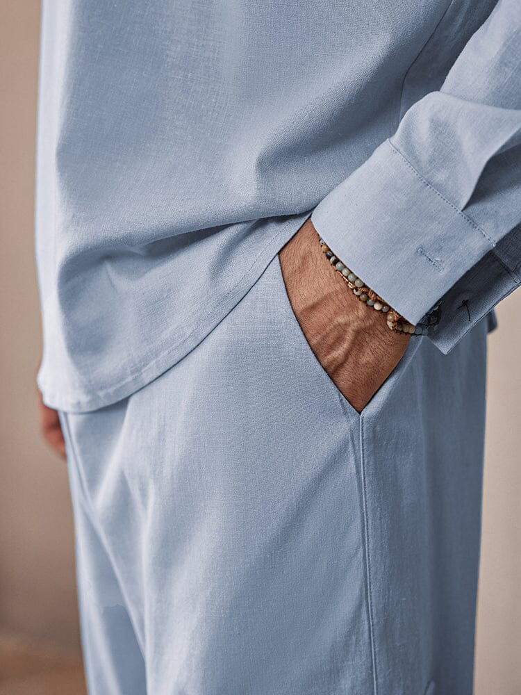Casual Linen Blend Shirt Set - Image 5