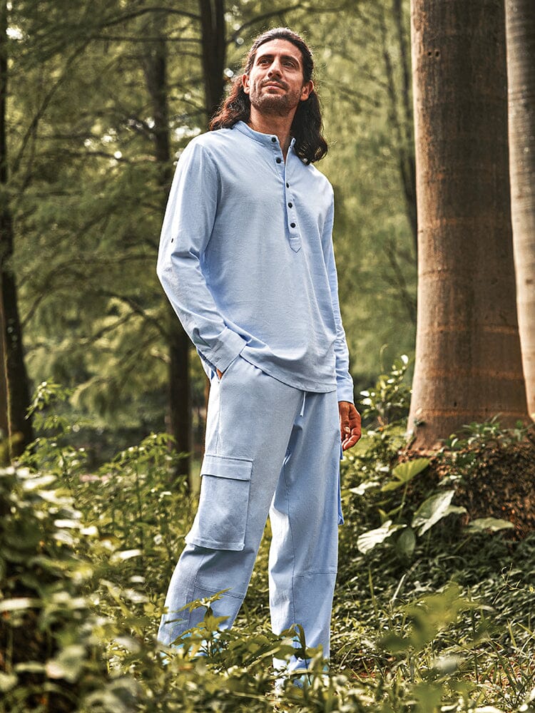 Casual Linen Blend Shirt Set - Image 6