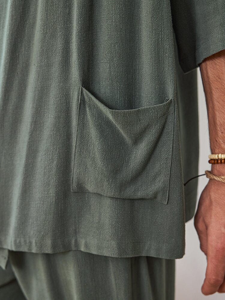 Casual Linen Blend Shirt Set - Image 8