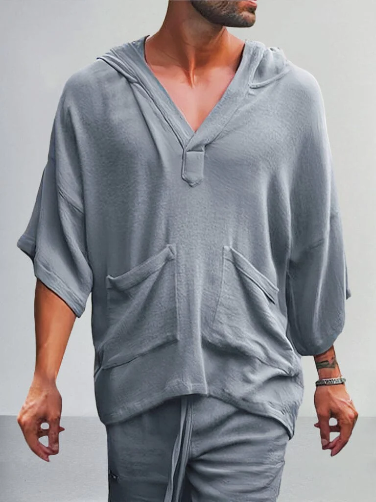 Casual Linen Pullover Hoodie Set - Image 11