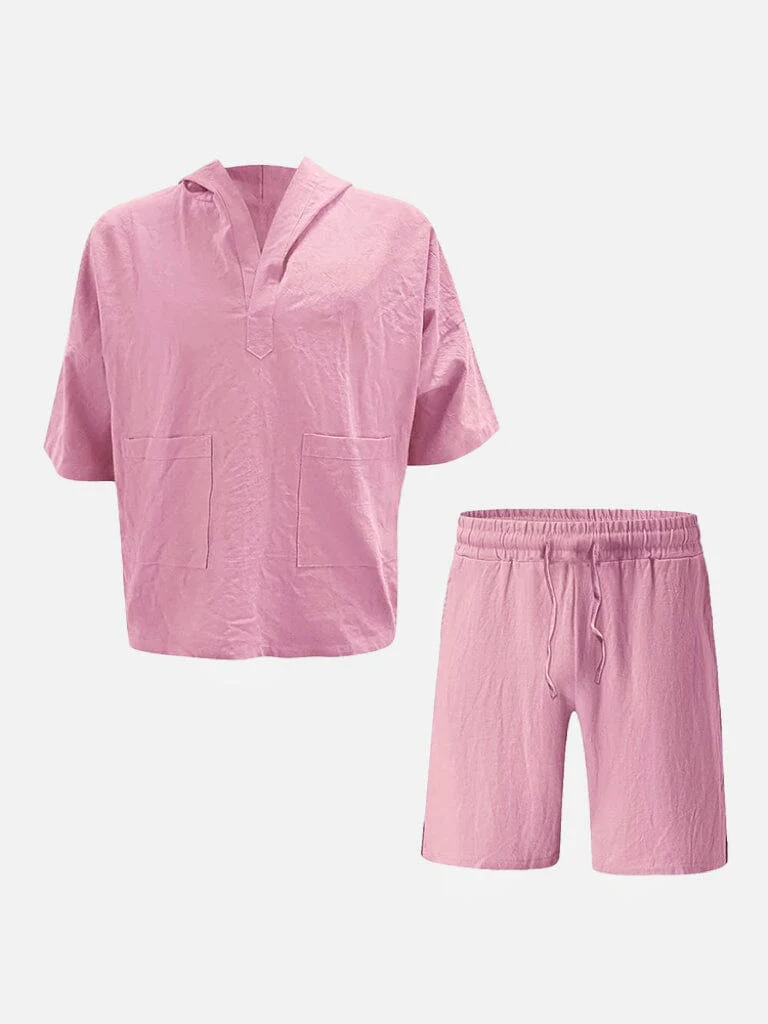 Casual Linen Pullover Hoodie Set - Image 13