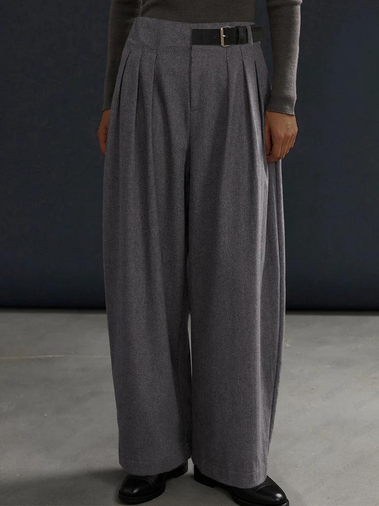 Casual Loose Belt Accent Pants