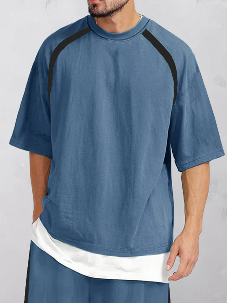 Casual Loose Fit Colorblock Summer Set - Image 3