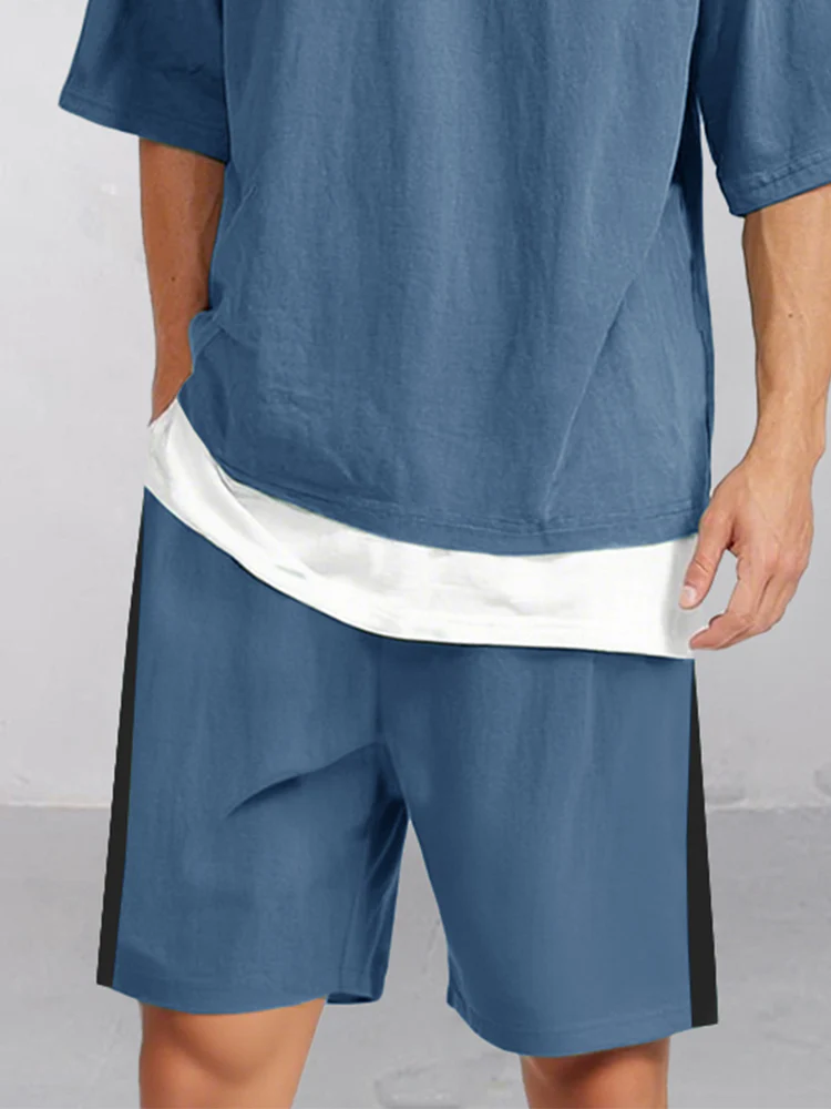Casual Loose Fit Colorblock Summer Set - Image 4
