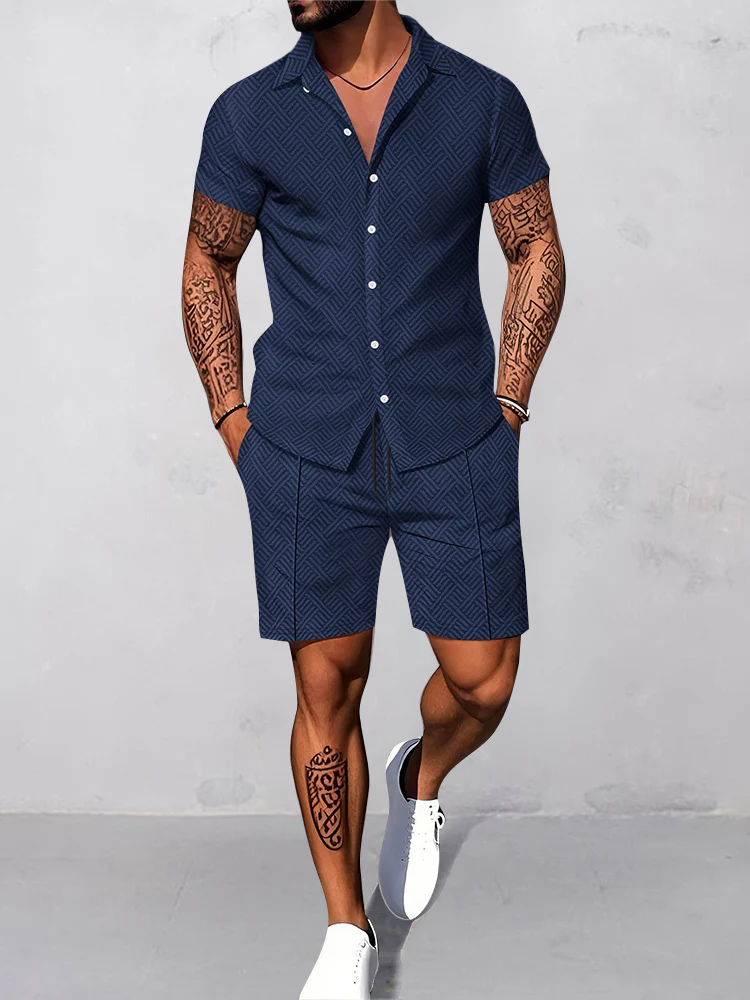 Casual Pattern Waffle Matching Set - Image 3