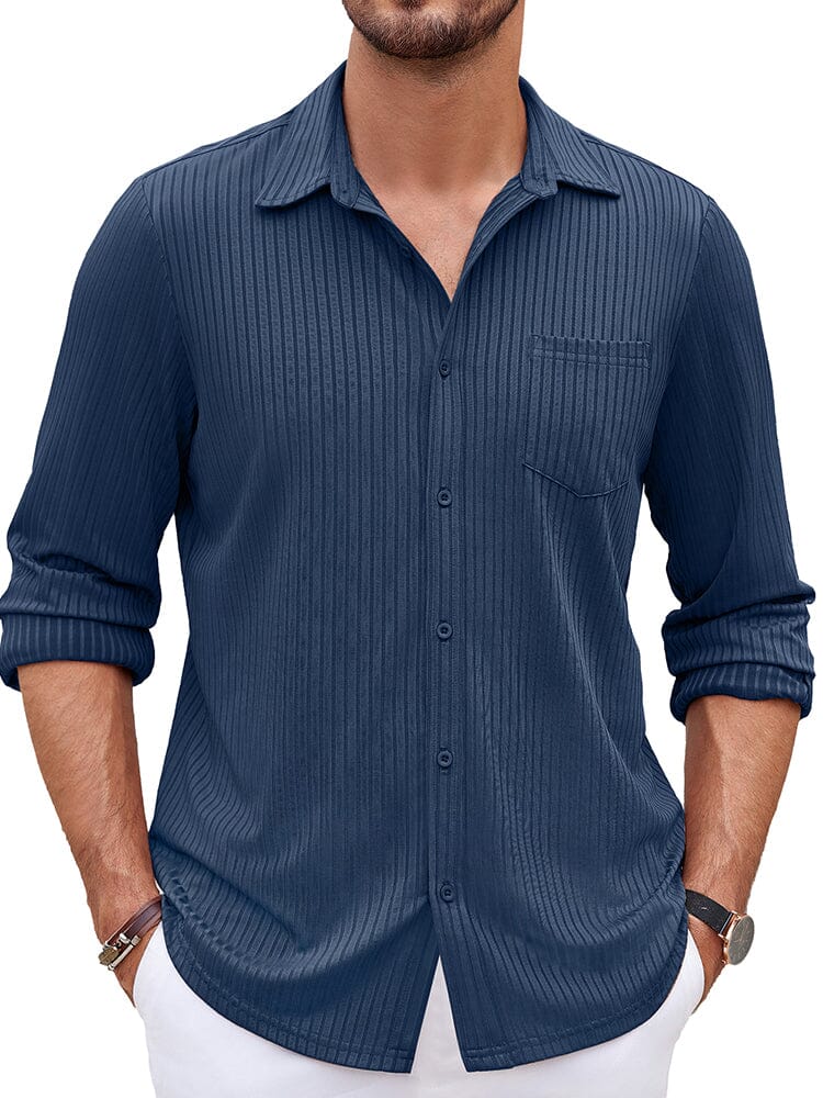 Casual Pit-stripe Stretch Shirt (US Only) - Image 5