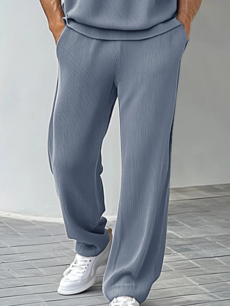 Casual Pit-stripe Tank Top Pants Set - Image 4