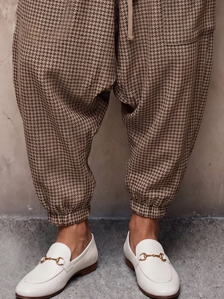 Casual Plaid Drop Crotch Joggers - Image 4
