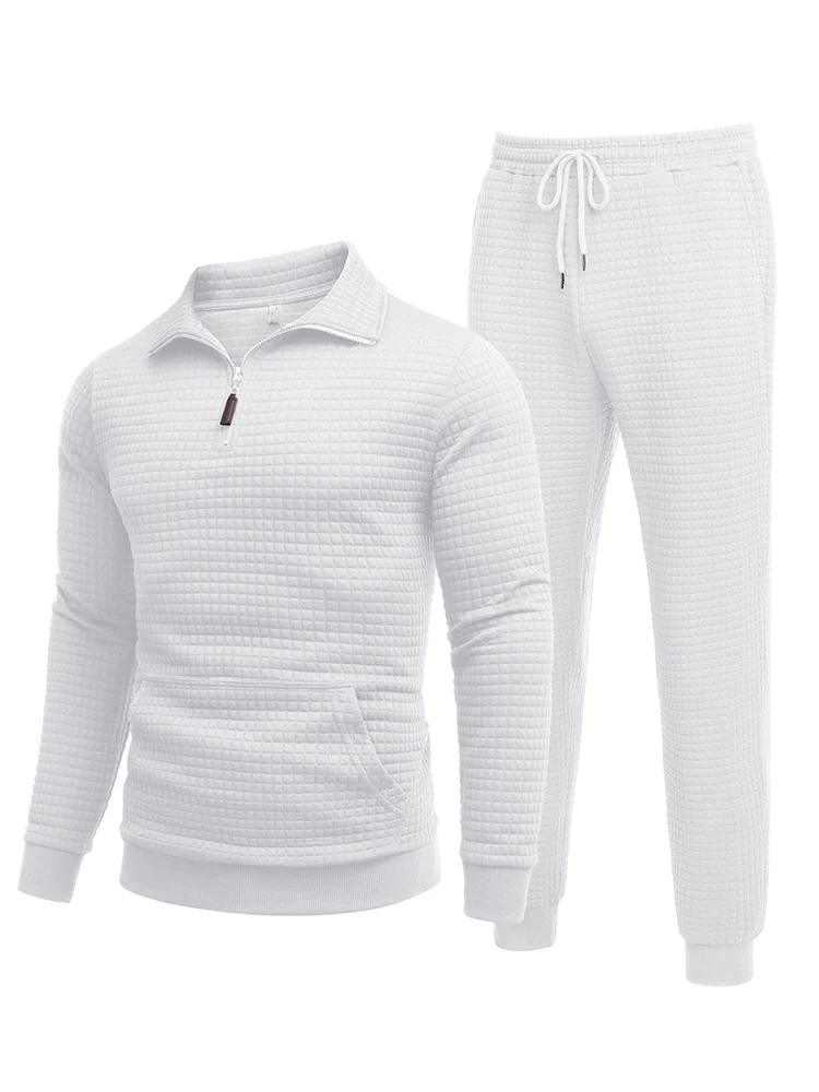 Casual Plaid Jacquard Tracksuit Set (US Only) - Image 2