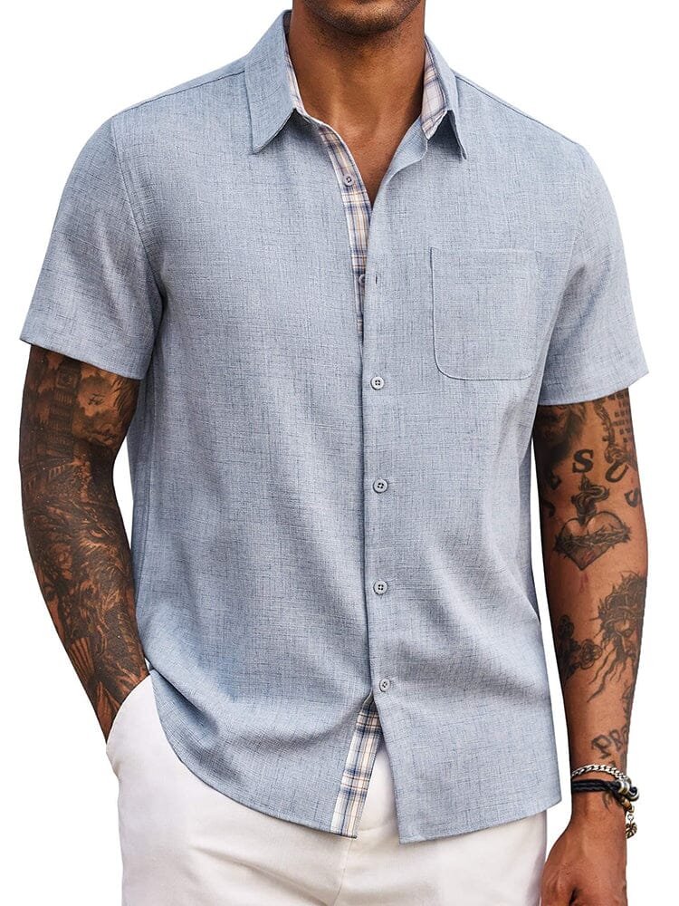 Casual Plaid Splicing Shirt (US Only) - Image 10