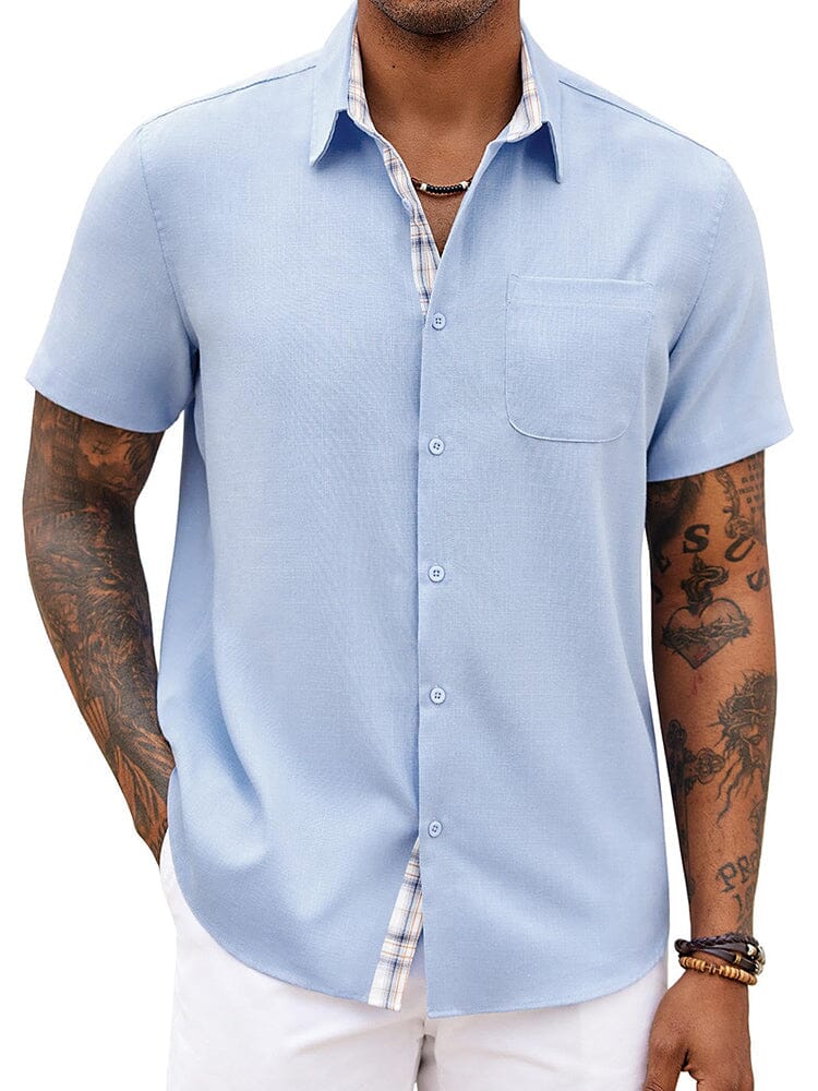 Casual Plaid Splicing Shirt (US Only) - Image 3