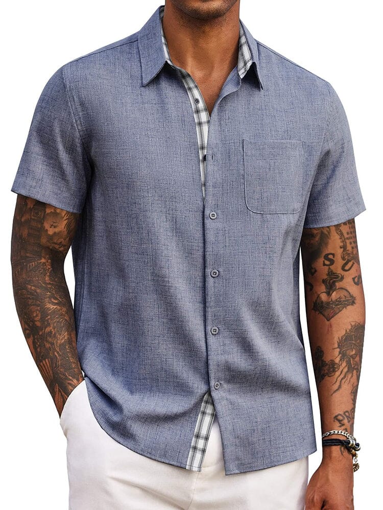 Casual Plaid Splicing Shirt (US Only) - Image 5